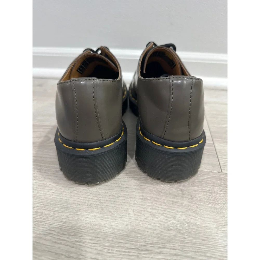 Dr Martens 1461 Bex Khaki Gray Leather Platform Oxford Shoes 27141 Mens 6 Wmn 7